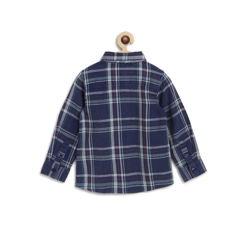 Boys Medium Blue Long Sleeve Flannel Shirt image number null